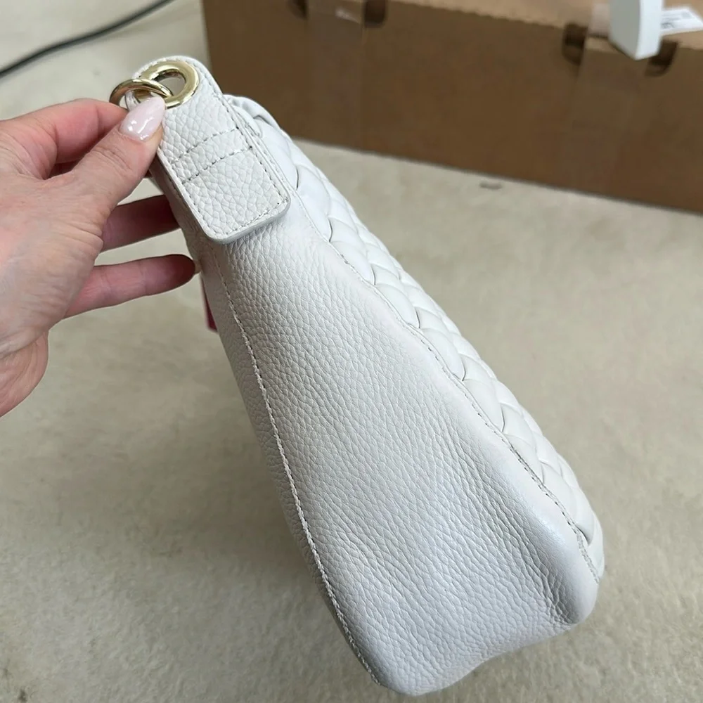 Vince Camuto Miki Puffy Weave Leather Tote Bag in White Swan NWT